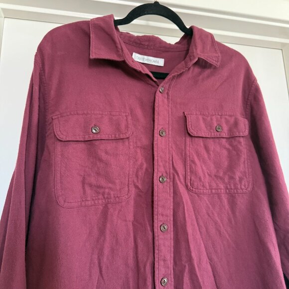 Outerknown Dillon Two Pocket Flannel Shirt Long Sleeve Red Maroon Large - Picture 4 of 15